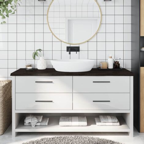 Bathroom Countertop Dark Brown 160x50x(2-4) cm Treated Solid Wood vidaXL