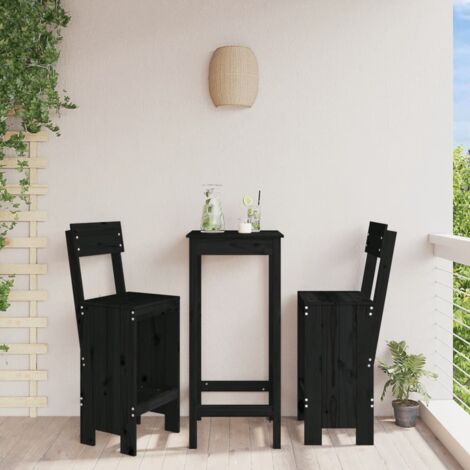 Bar Stools 2 pcs Black 40x48.5x115.5 cm Solid Wood Pine vidaXL (1/5)
