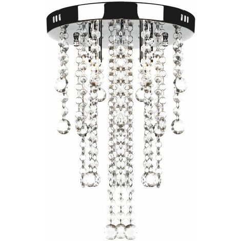 White Metal Ceiling Lamp with Crystal Beads vidaXL