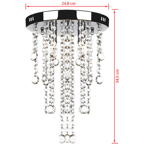 White Metal Ceiling Lamp with Crystal Beads vidaXL