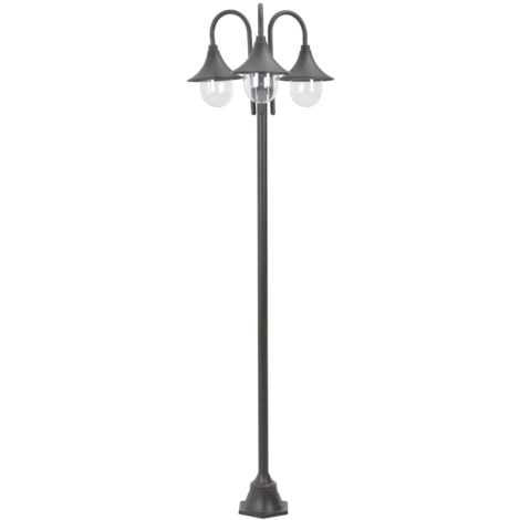 vidaXL Garden Post Light E27 220 cm Aluminium 3-Lantern Bronze - Brown