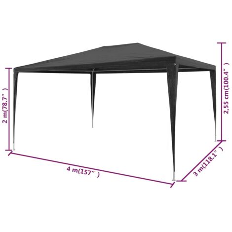 Party Tent 3x4 m PE Anthracite vidaXL