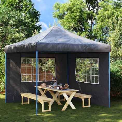 Party Tent Sidewall 2 pcs with Window PE Anthracite vidaXL