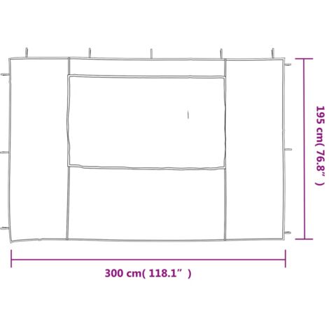 Party Tent Sidewall 2 pcs with Window PE Anthracite vidaXL
