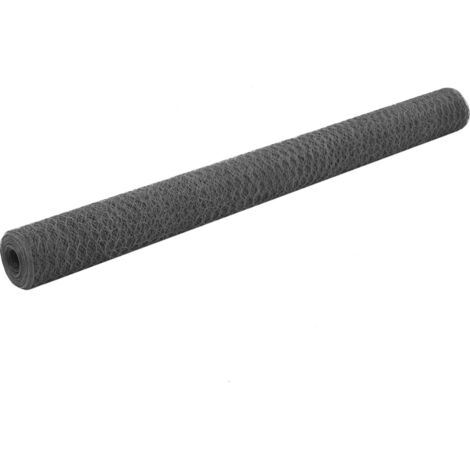 Chicken Wire Fence Steel with PVC Coating 25x1.5 m Grey vidaXL