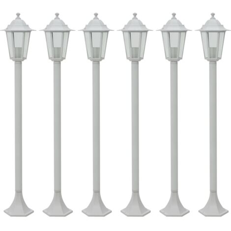 Garden Post Lights 6 pcs E27 110 cm Aluminium White vidaXL