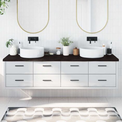 Bathroom Countertop Dark Brown 200x60x(2-4) cm Treated Solid Wood vidaXL