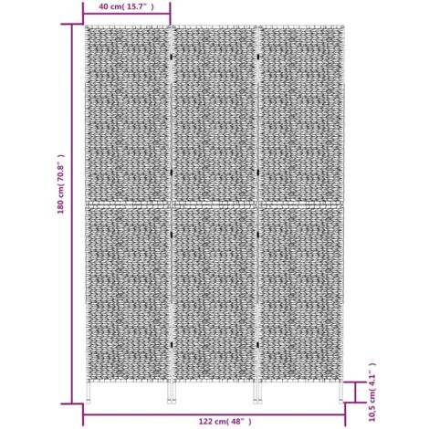 Room Divider 3-Panel 122x180 cm Water Hyacinth vidaXL
