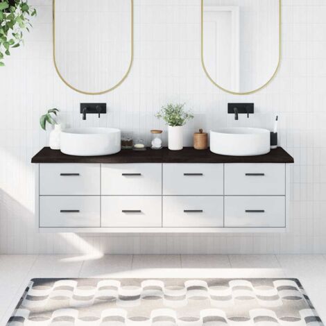 Bathroom Countertop Dark Brown 180x60x(2-4) cm Treated Solid Wood vidaXL