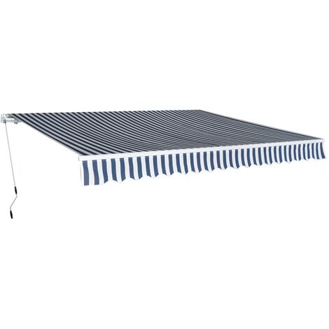 Folding Awning Manual Operated 400 cm Blue/White vidaXL