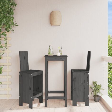Bar Stools 2 pcs Grey 40x42x120 cm Solid Wood Pine vidaXL (1/5)