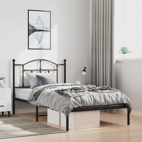Metal Bed Frame without Mattress with Headboard Black 100x190cm vidaXL (1/5)