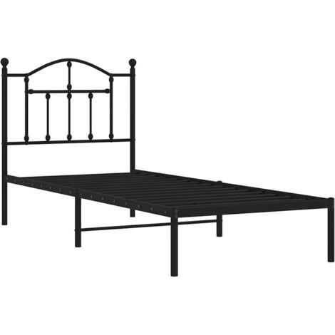 Metal Bed Frame without Mattress with Headboard Black 80x200cm vidaXL (1/5)