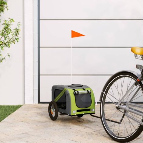 Pet Bike Trailer Green and Grey Oxford Fabric and Iron vidaXL