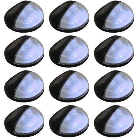 Outdoor Solar Wall Lamps LED 12 pcs Round Black vidaXL