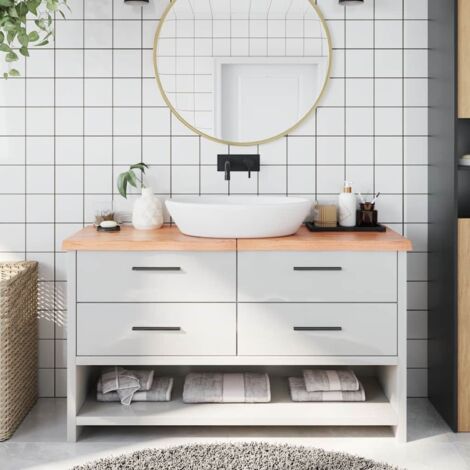 Bathroom Countertop Light Brown 140x50x(2-4)cm Treated Solid Wood vidaXL