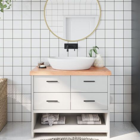 Bathroom Countertop Light Brown 100x60x(2-6)cm Treated Solid Wood vidaXL
