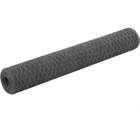 Chicken Wire Fence Steel with PVC Coating 25x1 m Grey vidaXL