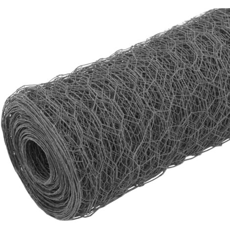 Chicken Wire Fence Steel with PVC Coating 25x1 m Grey vidaXL