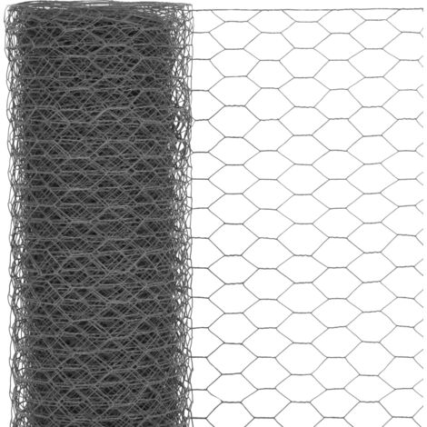Chicken Wire Fence Steel with PVC Coating 25x1 m Grey vidaXL