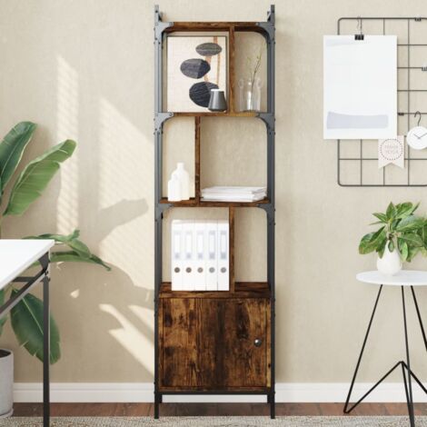 Bookcase with Door Smoked Oak 44.5x30x154.5 cm Engineered Wood vidaXL