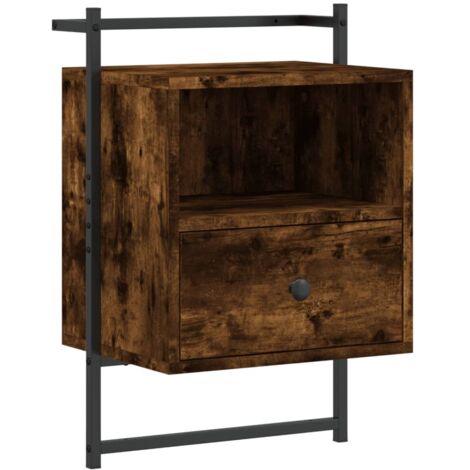 Bedside Cabinet Wall-mounted Smoked Oak 40x30x61 cm Engineered Wood vidaXL (1/5)