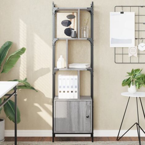 Bookcase with Door Grey Sonoma 44.5x30x154.5 cm Engineered Wood vidaXL