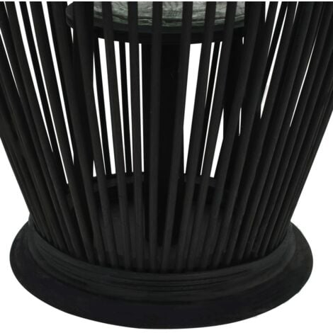 Hanging Candle Lantern Holder Bamboo Black 60 cm vidaXL