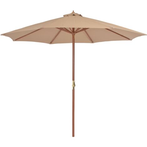 Garden Parasol with Wooden Pole 300 cm Taupe vidaXL