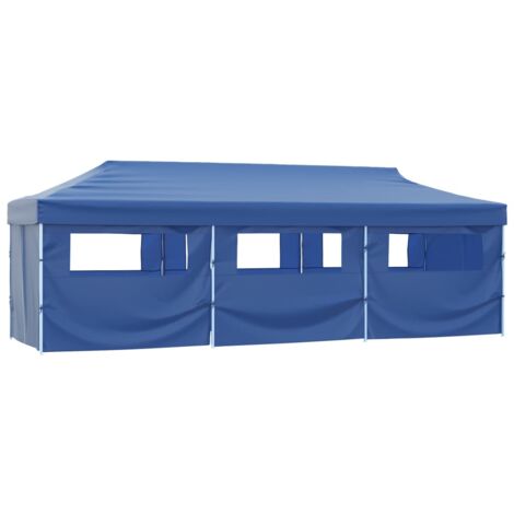 Folding Pop-up Party Tent with 8 Sidewalls 870x291x315 cm Blue vidaXL
