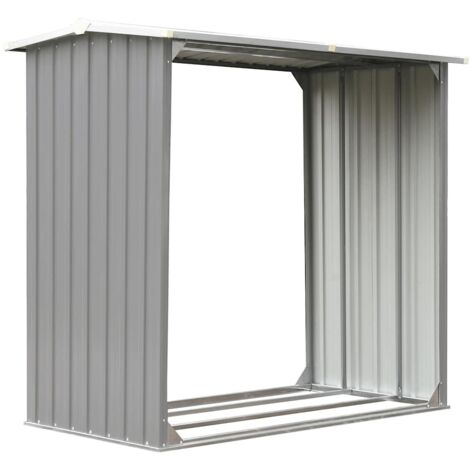 Garden Log Storage Shed Galvanised Steel 172x91x154 cm Grey vidaXL