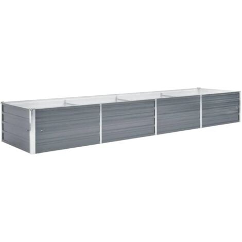 Garden Raised Bed Galvanised Steel 320x80x45 cm Grey vidaXL