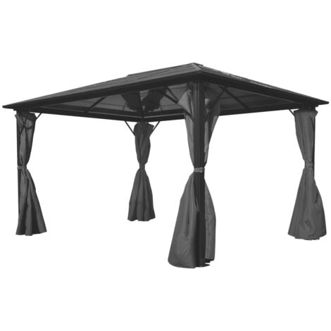 Gazebo with Curtain Anthracite Aluminium 400x300 cm vidaXL