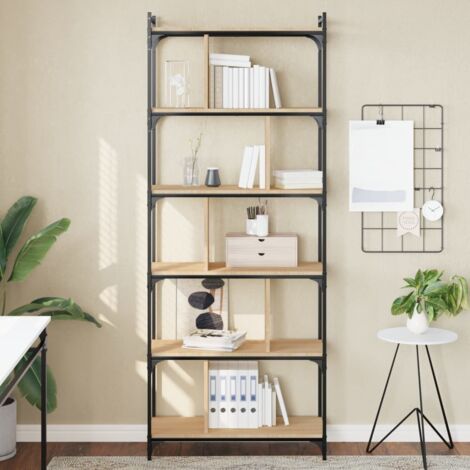 Bookcase 6-Tier Sonoma Oak 76x32x192 cm Engineered Wood vidaXL (1/5)