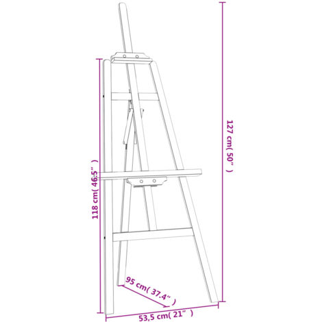 Easel Stand 53.5x95x127 cm Solid Wood Pine vidaXL