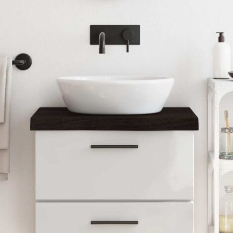 Bathroom Countertop Dark Brown 60x60x(2-6) cm Treated Solid Wood vidaXL