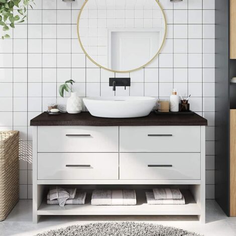 Bathroom Countertop Dark Brown 100x40x(2-6) cm Treated Solid Wood vidaXL