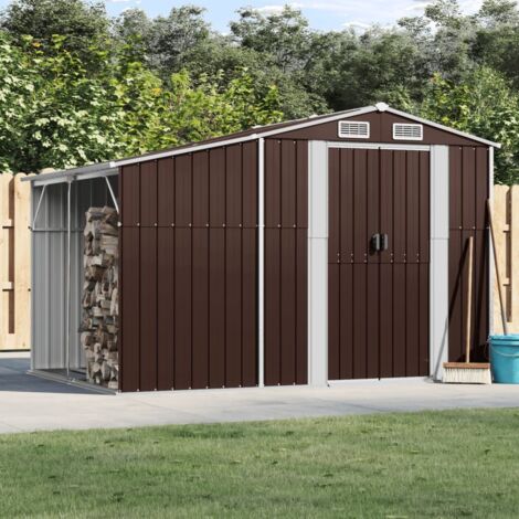 Garden Shed Brown 277x192.5x179 cm Galvanised Steel vidaXL