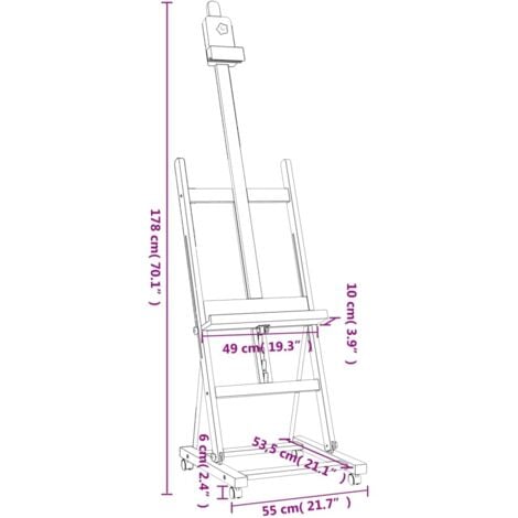 Easel Stand 55x53.5x178 cm Solid Beech Wood vidaXL