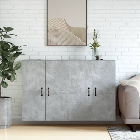 Wall Mounted Cabinets 2 pcs Concrete Grey Engineered Wood vidaXL