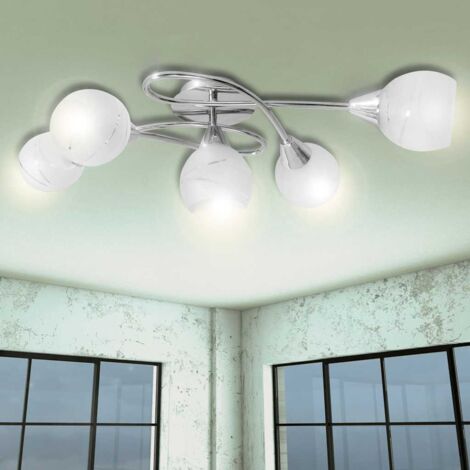 Ceiling Lamp with Glass Shades for 5 E14 Bulbs vidaXL