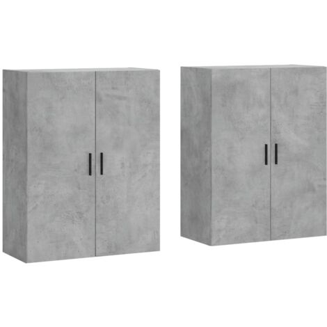 Wall Mounted Cabinets 2 pcs Concrete Grey 69.5x34x90 cm vidaXL