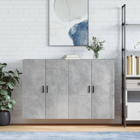 Wall Mounted Cabinets 2 pcs Concrete Grey 69.5x34x90 cm vidaXL