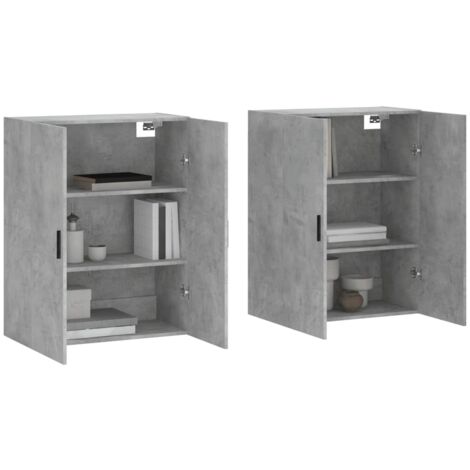 Wall Mounted Cabinets 2 pcs Concrete Grey 69.5x34x90 cm vidaXL