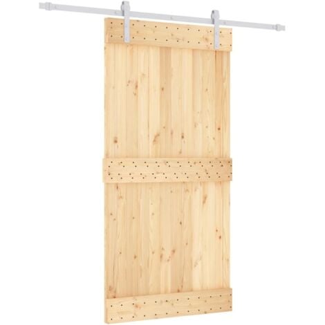 Sliding Door with Hardware Set 100x210 cm Solid Wood Pine vidaXL