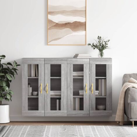 Wall Mounted Cabinets 2 pcs Grey Sonoma Engineered Wood vidaXL (1/5)