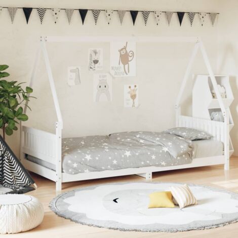 Kids Bed Frame White 90x200 cm Solid Wood Pine vidaXL
