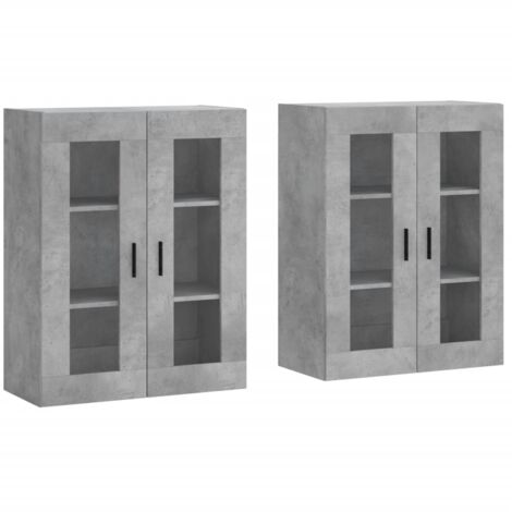 Wall Mounted Cabinets 2 pcs Concrete Grey Engineered Wood vidaXL