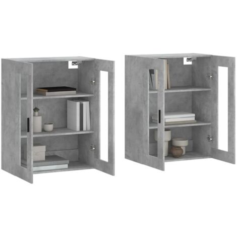 Wall Mounted Cabinets 2 pcs Concrete Grey Engineered Wood vidaXL