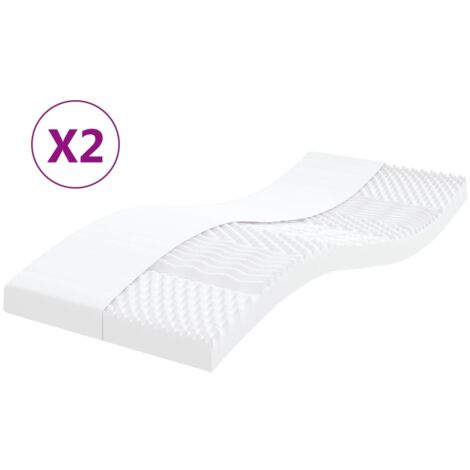 Foam Mattresses 2 pcs White 90x190 cm 7-Zone Hardness 20 ILD vidaXL